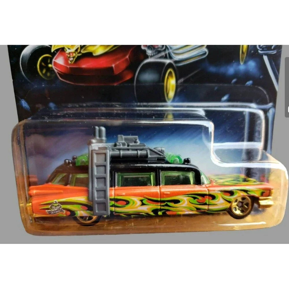 2014 Hot Wheels '59 CADILLAC GHOSTBUSTERS ECTO-1 Orange Gold Chrome 5 Spoke MOC!